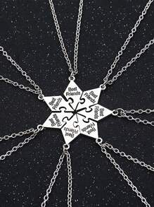 4/5/6/7/8 Pieces/Set, Best Friend Necklace, Creative Pentagram Pendant Alloy Accessories, Friendship Necklace For Men And Women, Best Friend Alloy Pendant, Letter Necklace Bff Jewelry Gift - Bạc - Xem 6