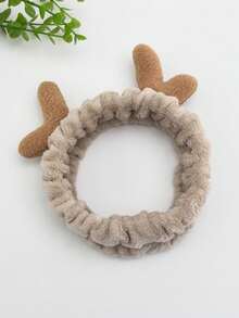 1條鹿角設計米色髮箍,由聚酯纖維製成,簡單可愛,適用於洗臉、敷面膜,直接從工廠銷售 - 卡其色 - 查看 3