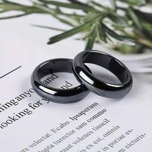 Yanxyad 2 件赤铁矿戒指，黑色赤铁矿戒指，精致男士配饰珠宝，适合日常佩戴，非常适合宴会派对节日生日周年纪念礼物 - 黑色 - 查看 7