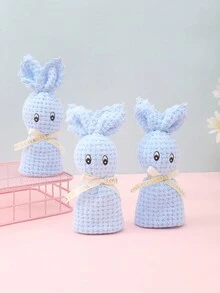 1入藍色創意兔子和菠蘿格子迷你毛巾禮物毛巾 - 藍色 - 查看 5