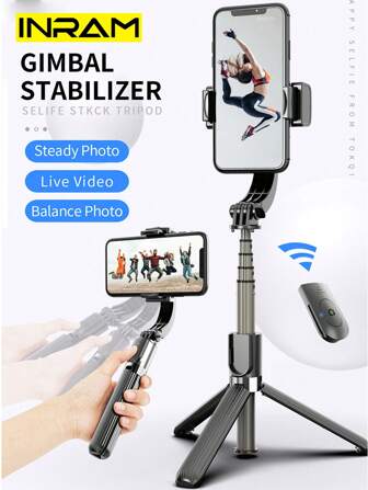 Selfie Stick Universal Joint Stabilizer, UPXON 360° Rotating Tripod, Wireless Remote Control, Portable Phone Stand, Self-Balancing 1 Axis