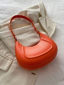 1個橙色pu材質硬殼時尚純色多用途女士單肩包 - 查看 5