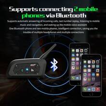 1入組EUC及1入組EJEAS V6 PRO +/PLUS摩托車頭盔藍牙耳機對講機，800M藍牙對講機、防水、音樂播放器，並備有把手遙控 - 1件V6PRO+1件遙控 - 查看 5