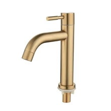 SUS304 Single Cold Tap Brushed Gold Basin Faucet Bathroom Faucet Water Faucet Waterfall Bathroom Tap 304 Stell Stainless Bathroom Accessories Bathroom Tools - Gold - View 3