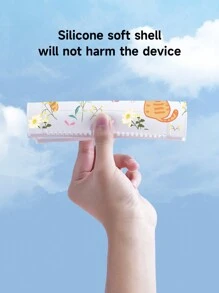 1 witte TPU beschermhoes met tabbykat en bloemenpatroon, wordt geleverd met 2 willekeurige joystickdoppen, compatibel met Switch2/Switch/OLED/Lite, nieuwe Switch2 (2025) bevat geen joystickdoppen