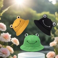1pc Cute Frog Bucket Hat Comical Hat, Suitable For Adults And Children, Fashionable And Versatile - A - View 6