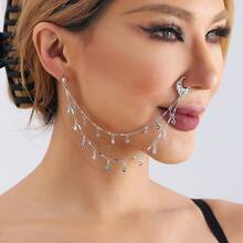 1 Pieza De Joyería De Piercing Con Arete Con Anillo De Doble Capa Para La Nariz - Plateado - Ver 13