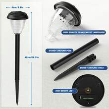 6 件装太阳能灯户外防水，黄昏到黎明长达 12 小时太阳能供电路径花园灯自动开/关，LED 景观照明装饰适用于走道露台庭院人行道车道