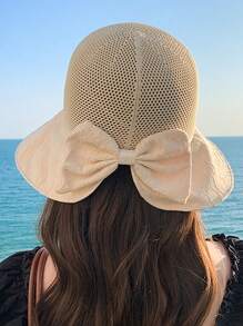1 件裝女用遮陽帽,網狀、蕾絲和花朵裝飾,透氣防曬,適合春季夏季戶外活動 - 彩色 - 查看 3