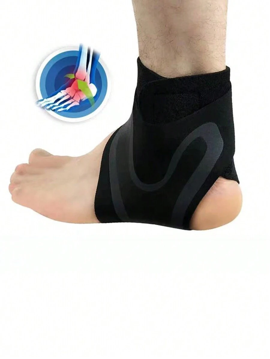1pc Ankle Support Brace For Left Foot, Ankle Sprain Recovery Protector For Sports,Running,Workout - Black - View 1