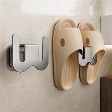 1 Pieza Organizador De Almacenamiento De Zapatillas De Baño Montado En La Pared Con Adhesivo - Plateado - Ver 4