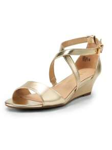 Women Wedge Sandals Adjustable Ankle Strap Open Toe Platform  Low Wedge Work Valentine's Day Wedding Party  Dating Prom Pump Wedge Sandals - 金PU - 查看 4