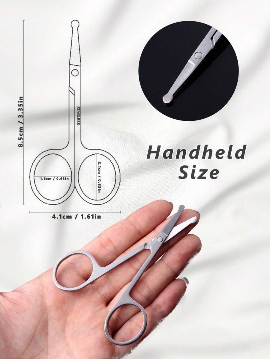 Precision Round Tip Trimming Scissors, 1 Piece Pure Stainless Steel
