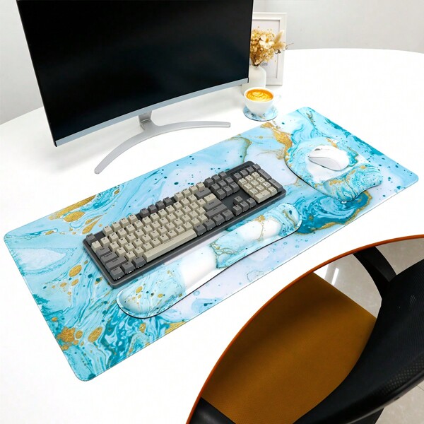 1 Set Of Rubber Mouse Pad, Silicone Wrist Rest Mouse Pad, Rubber Keyboard Pad, And Cup Coaster For Desktop/Laptop Office Use