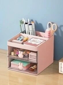 1 Miếng Dễ thương Kẹo Màu sắc Văn phòng phẩm Bàn Lưu trữ Tủ Với Hai Ngăn kéo Ngăn đựng bút chì Ins Văn phòng Bút Tủ Kawaii Dung lượng lớn Không thấm nước Học sinh Giá đỡ bàn Cho cô gái - Hồng - Xem 7