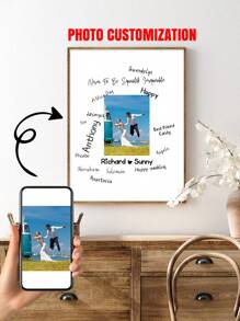 1Pc Wedding Guest Custom Photo Canvas, Personalized Wedding Sign Canvas Guestbook, No Frame - Multicolor - View 2