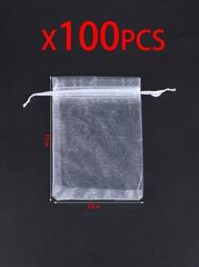 100pcs Simple Organza Drawstring Bags For Ring, Jewelry, Cosmetics Packaging And Storage - Organza Bag - View 13