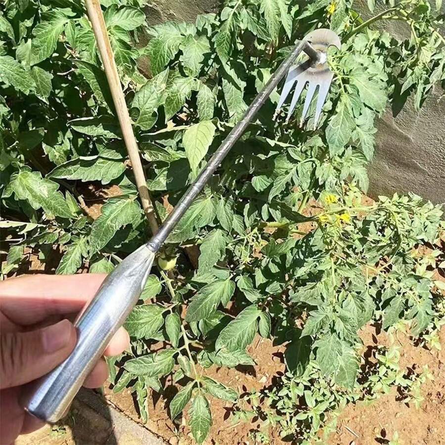 1pc Manganese Steel Garden Weeder, Manual Puller, Soil Loosener, Multifunctional Gardening Tool - Silver - View 1