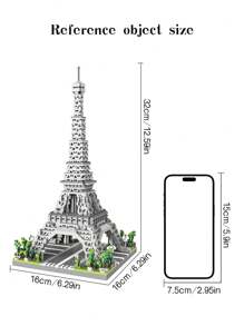 1 Set Classic Architecture Series Iron Tower Building Blocks, Holiday Gift Toys - Grey - View 6