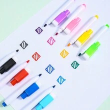8pcs 8-Color Water-Based Erasable Whiteboard Pens, Suitable For Students' Art Painting, Graffiti Coloring Pens, Classroom Teaching, Reading Markers, Office Study Notebook Color Pens - Multicolor - View 3