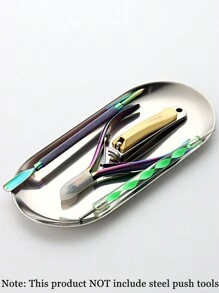 1 Khay tiệt trùng bằng thép không gỉ màu bạc hình bầu dục, có gương, thích hợp để đựng dụng cụ xăm hình, dụng cụ làm móng và phụ kiện hoặc khay đựng đồ trên bàn làm việc tại nhà. - Bạc - Xem 3