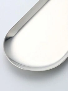 1 Khay tiệt trùng bằng thép không gỉ màu bạc hình bầu dục, có gương, thích hợp để đựng dụng cụ xăm hình, dụng cụ làm móng và phụ kiện hoặc khay đựng đồ trên bàn làm việc tại nhà. - Bạc - Xem 5