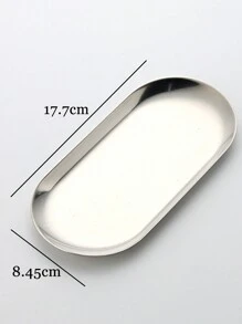1 Khay tiệt trùng bằng thép không gỉ màu bạc hình bầu dục, có gương, thích hợp để đựng dụng cụ xăm hình, dụng cụ làm móng và phụ kiện hoặc khay đựng đồ trên bàn làm việc tại nhà. - Bạc - Xem 4