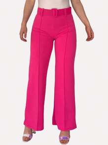Fashion Dress Pants Flared Wide Leg Casual Elegant Party With Belt Adjusted High Waist