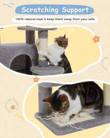 PAWZ Road Cat Tree 88cm For Indoor Cats Condo Cat House With Hammock Cave Cat Activity Center With Top Removable Bed