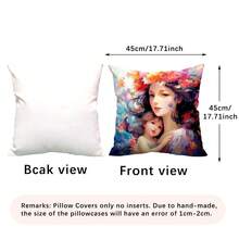 1入組45*45cm桃皮材質母子擁抱印花枕套,適用於營造母親節氛圍,日常室內裝飾,表達愛意,適用於臥室、床、客廳、花園、沙發和椅子 - 彩色 - 查看 3