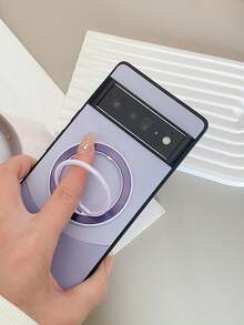 1入組荔枝紋人造皮革雙色防震保護殼,電鍍cd紋磁吸支架,相容於pixel 6a / 6pro / 7a / 7pro / 8pro手機 - 彩色 - 查看 6