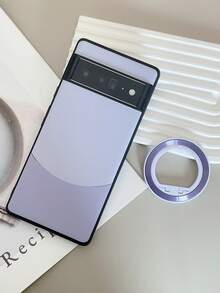 1入組荔枝紋人造皮革雙色防震保護殼,電鍍cd紋磁吸支架,相容於pixel 6a / 6pro / 7a / 7pro / 8pro手機 - 彩色 - 查看 2