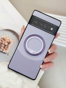 1入組荔枝紋人造皮革雙色防震保護殼,電鍍cd紋磁吸支架,相容於pixel 6a / 6pro / 7a / 7pro / 8pro手機 - 彩色 - 查看 1