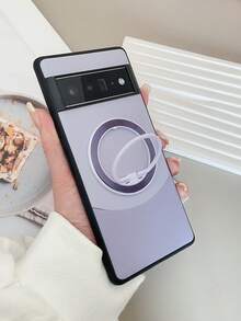 1入組荔枝紋人造皮革雙色防震保護殼,電鍍cd紋磁吸支架,相容於pixel 6a / 6pro / 7a / 7pro / 8pro手機 - 彩色 - 查看 4
