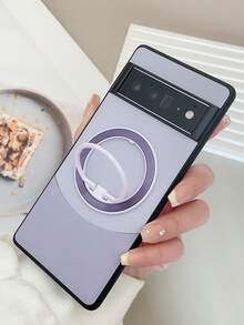 1入組荔枝紋人造皮革雙色防震保護殼,電鍍cd紋磁吸支架,相容於pixel 6a / 6pro / 7a / 7pro / 8pro手機 - 彩色 - 查看 5