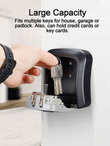 [Upgraded Alloy]Key Lock Box For Outside - Wall Mount Lockbox For House Keys Outdoor - Combination Key Hiders To Hide A Key - Waterproof Key Storage Lock Box - Black - View 4