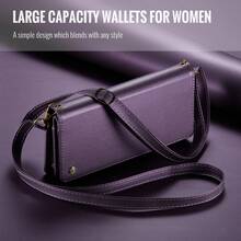 CASEME Luxury PU Leather Wallet Phone Coin Purse Wrist Shoulder Strap Magnetic Card Holder Women's Small Crossbody Handbag For Mobile Phones - Black - View 1