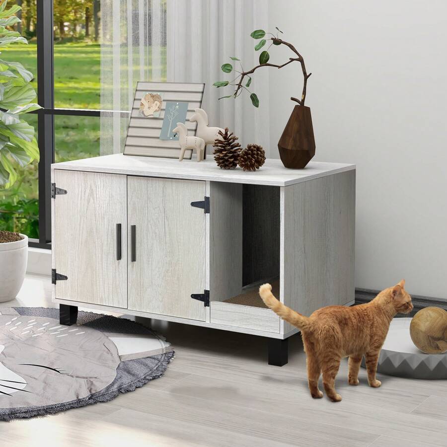 Litter Box Enclosure Cat Litter Box Furniture Hidden With Cat Scratch