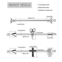 1 件朋克嘻哈风格双面手术钢工业杠铃耳环，骷髅爪螺丝，三叉戟工业杠铃耳环，酷炫哥特式配饰适合男女身体穿孔 - 銀色 - 查看 3
