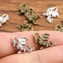 20pcs 3d Dragon Shaped Antique Bronze, Gold And Silver Color, Pendant/Talisman Are Suitable For Necklace Bracelet Diy Crafting Handmade Jewelry - Fashion - View 4
