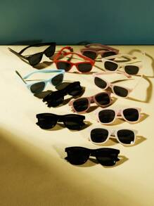 12pcs Set Simple Round Frame Children Fashion Glasses, Metal Hinge Vintage Personalized Suitable For Outing, Daily Wear, Stage Performance, Birthday Party, Unisex