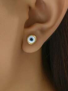 1 Pair Fashionable, Minimalist, Versatile, Elegant, Cute Eye & Turquoise Stud Earrings For Women - Multicolor - View 13