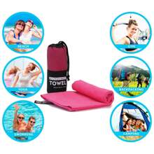 1 Stück schnell trocknendes Handtuch, ultrafeine Reisehandtuch-Faser, geeignet für Camping, Strand, Fitnessstudio, Sport, Yoga und Schwimmbad (Pink), Badezimmer Dekor, Sommer Strand Essentials, Rückkehr zur Schule