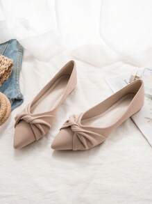 女士一脚蹬平底鞋，2025年春夏新款法式简约优雅女士晚礼服鞋，舒适软底尖头平底鞋，黑色一脚蹬软底工作鞋 - 粉色 - 查看 3