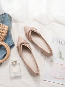 女士一脚蹬平底鞋，2025年春夏新款法式简约优雅女士晚礼服鞋，舒适软底尖头平底鞋，黑色一脚蹬软底工作鞋 - 粉色 - 查看 5