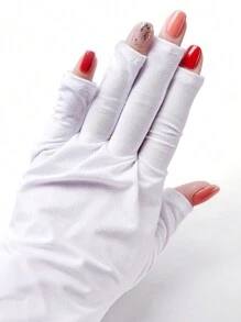 TWOING 防紫外线手套凝胶保护手套，用于修指甲，保护双手美甲弹力无指手套，适用于家庭户外、美甲用品、美甲工具、美甲工具、返校、指甲、按压指甲的美甲工具 - 白色 - 查看 7
