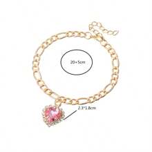 Minimalist Heart-Shaped Pet Necklace, Zirconia Pendant Dog Collar, Creative Heart Pet Accessories - Multicolor - View 2