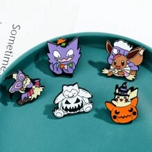 pocket monsters 5 cái/bộ Anime Con số Ghim ve áo Kawaii Kim loại Huy hiệu Đối với Ba lô Đồ trang sức Hoạt hình Men răng Trâm cài - trâm kawaii - Xem 5