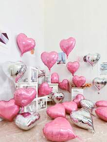 1 Stück/10 Stück 18-Zoll Herzförmige Folienballons, mit Helium aufgeblasene schwebende Ballons für Geburtstag, Hochzeit, Verlobung, Hochzeitsdekoration, Hochzeitszimmer Dekoration - Verschiedenfarbig - Übersicht 4