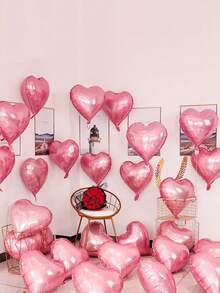 1 Stück/10 Stück 18-Zoll Herzförmige Folienballons, mit Helium aufgeblasene schwebende Ballons für Geburtstag, Hochzeit, Verlobung, Hochzeitsdekoration, Hochzeitszimmer Dekoration - Verschiedenfarbig - Übersicht 5